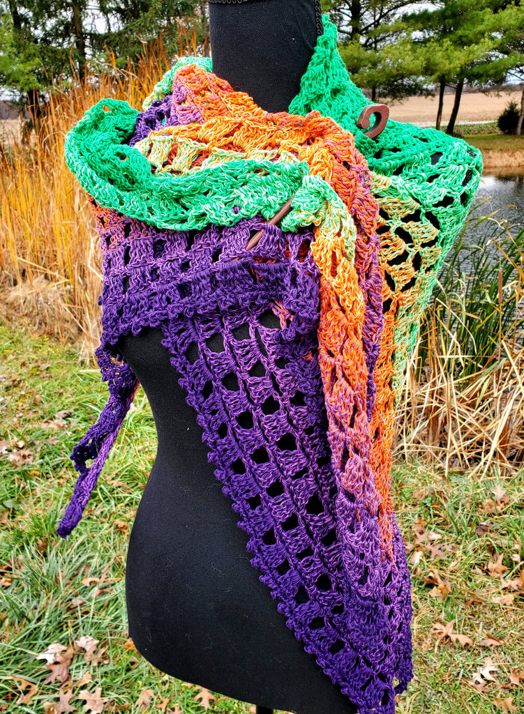 Hippie Boho Knitted Scarf, Orange, shops Teal, Purple, Pink, Rainbow, Multi-Colored, Knit, Wool, Cotton, Acrylic Yarns, Gypsy Women's Fashion