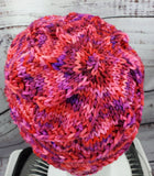 Women's Hot Pink "Twist" Merino Wool Beanie | Hand Knitted Winter Hat | USA Made | Pink Purple